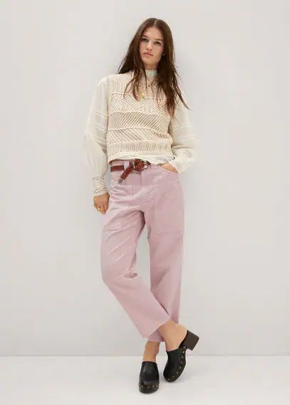 High-waist slouchy jeans pastel pink - Woman - 4 - MANGO