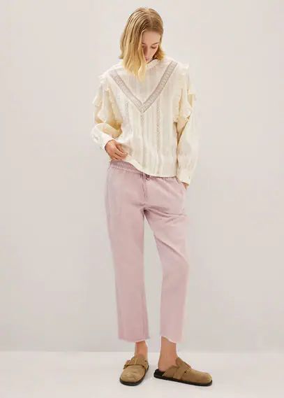 Jeans slouchy drawstring pastel pink - Woman - XXS - MANGO