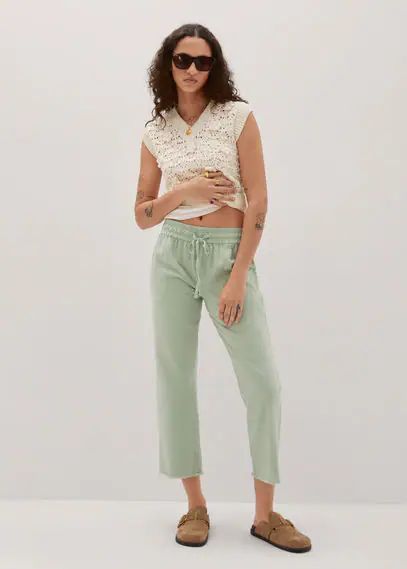 Jeans slouchy drawstring pastel green - Woman - XXS - MANGO