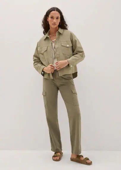 Pocket denim overshirt khaki - Woman - 4 - MANGO