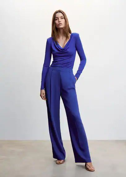 Dart palazzo trousers blue - Woman - 4 - MANGO
