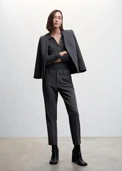 Straight suit trousers light heather grey - Woman - 10 - MANGO