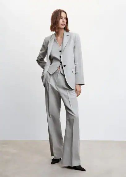Linen suit trousers grey - Woman - 6 - MANGO