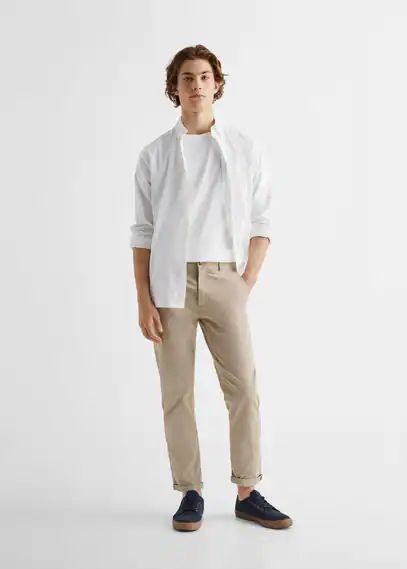 Straight cotton trousers beige - Teenage boy - XXS - MANGO TEEN