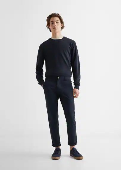 Straight cotton trousers navy - Teenage boy - XXS - MANGO TEEN