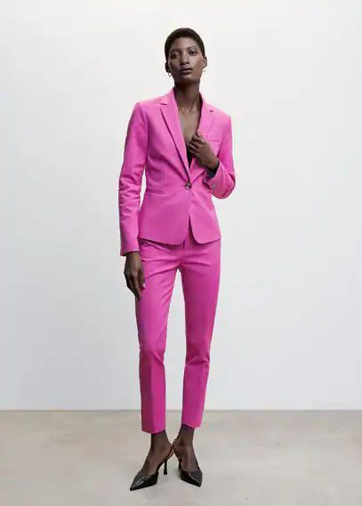 Suit slim-fit trousers purple - Woman - 6 - MANGO