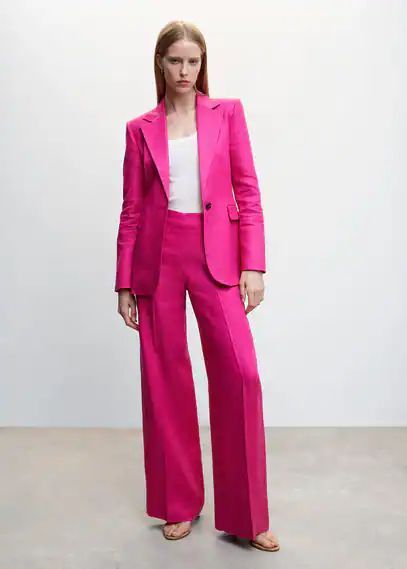 Linen suit trousers fuchsia - Woman - 6 - MANGO