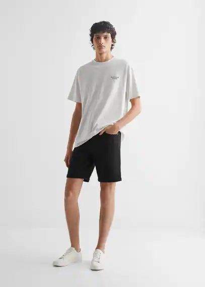 Cotton denim shorts black - Teenage boy - XXS - MANGO TEEN