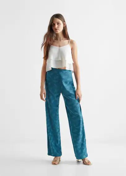 Straight trousers with openings blue - Teenage girl - XXS - MANGO TEEN