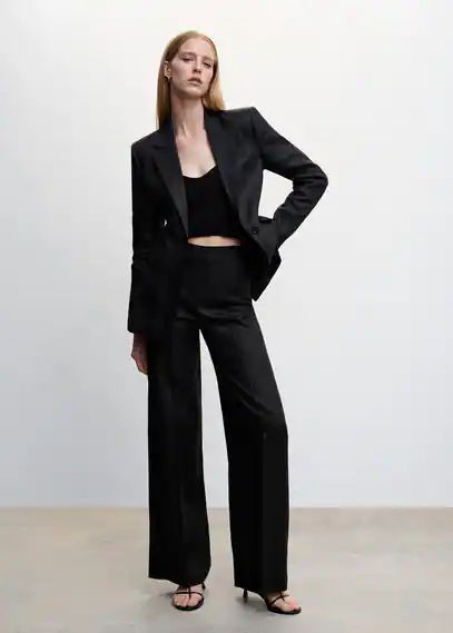 Linen suit trousers black - Woman - 6 - MANGO