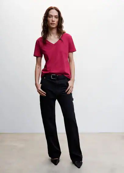 Essential cotton-blend T-shirt strawberry - Woman - XXS - MANGO