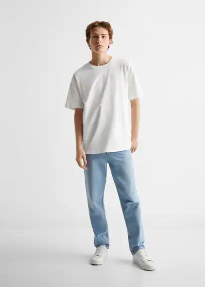 Essential cotton-blend T-shirt white - Teenage boy - XXS - MANGO TEEN
