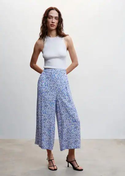 Floral print culotte pants blue - Woman - XXS - MANGO