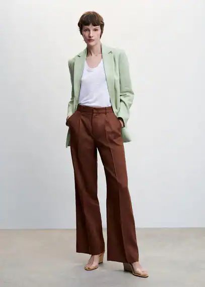 Linen oversized jacket pastel green - Woman - XXS - MANGO