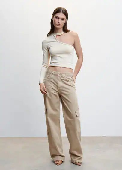Pocket cargo jeans beige - Woman - 6 - MANGO