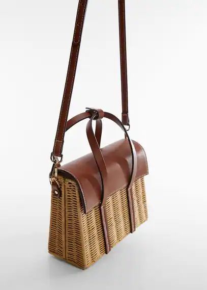 Natural fibre clutch bag leather - Woman - One size - MANGO