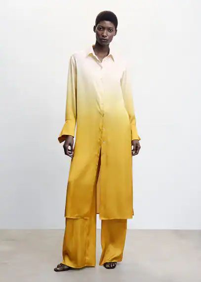 Gradient satin trousers yellow - Woman - S - MANGO