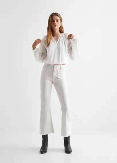 Ruffle modal blouse off white - Teenage girl - M - MANGO TEEN