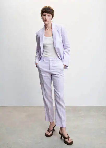 100% linen suit trousers light/pastel purple - Woman - 6 - MANGO