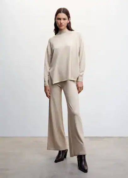 Side slits sweater light/pastel grey - Woman - XS - MANGO
