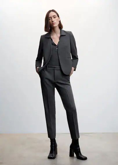 Collarless suit jacket light heather grey - Woman - XXS - MANGO