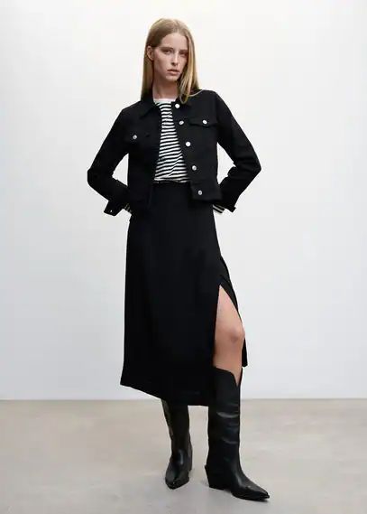 Pocketed denim jacket black denim - Woman - 2XL - MANGO