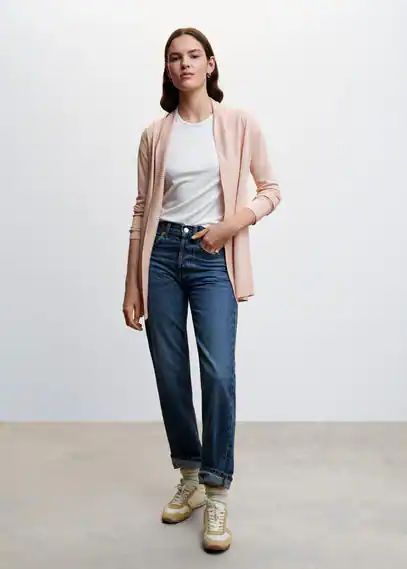 Fine-knit cardigan pastel pink - Woman - XS - MANGO