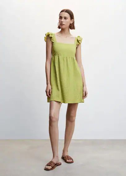 Short ruffled dress green - Woman - 12 - MANGO