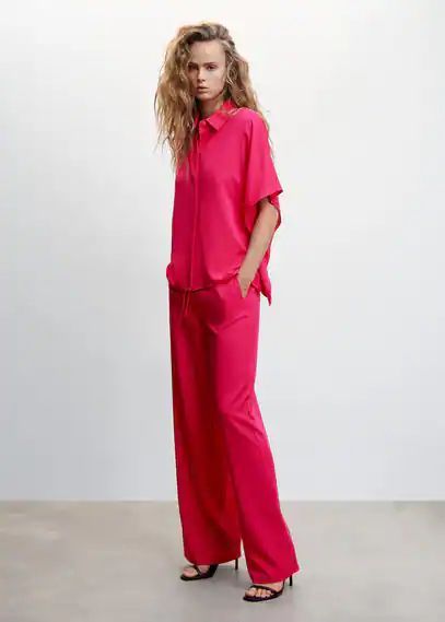 Flowy straight-fit trousers fuchsia - Woman - M - MANGO