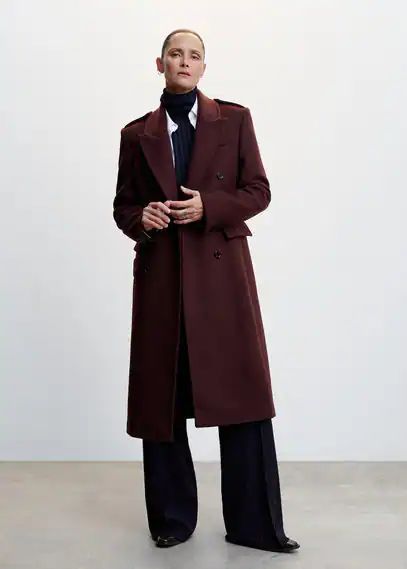 Virgin wool Tailored coat maroon - Woman - XS - MANGO