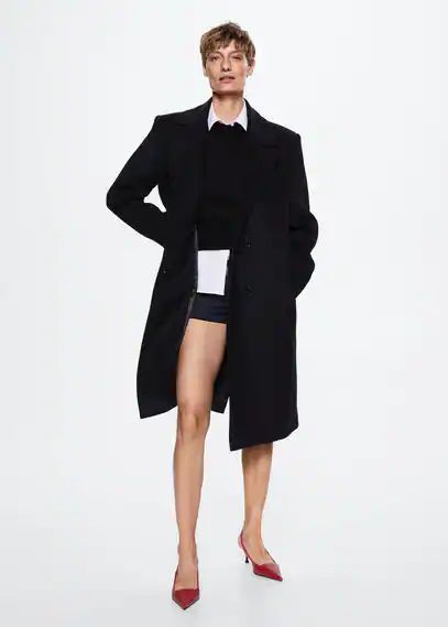 Tailored oversize wool coat black - Woman - XS - MANGO