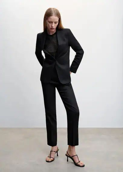 100% linen suit trousers black - Woman - 8 - MANGO