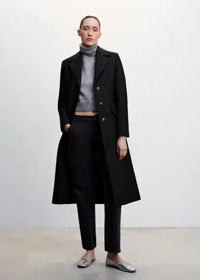 Metallic buttoned coat black - Woman - XXS - MANGO