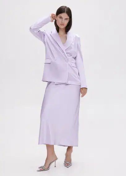 Satin-finish suit jacket light/pastel purple - Woman - XXS - MANGO
