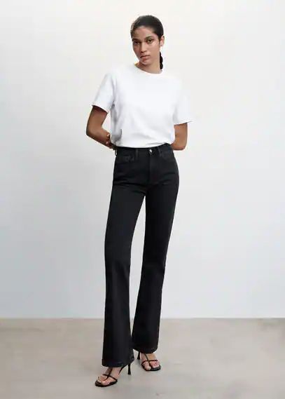 Mid-rise straight jeans black denim - Woman - 4 - MANGO