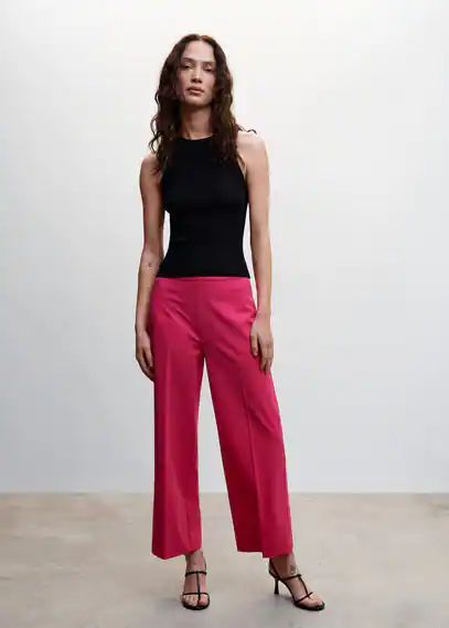 Straight culotte trousers pink - Woman - 4 - MANGO