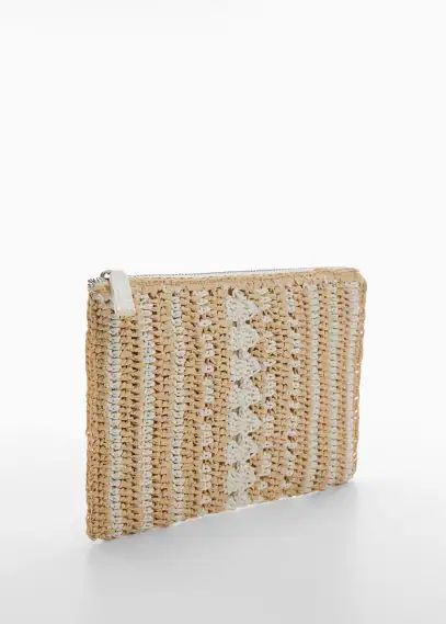 Natural fiber handbag beige - Woman - One size - MANGO