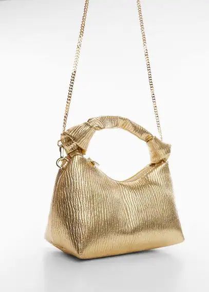 Textured knot handle bag gold - Woman - One size - MANGO