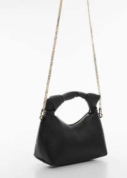 Textured knot handle bag black - Woman - One size - MANGO