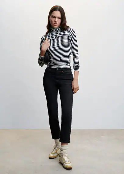 Slim cropped jeans black denim - Woman - 18 - MANGO
