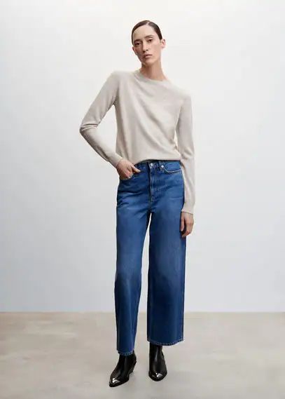 100% cashmere sweater round neck light/pastel grey - Woman - XS - MANGO