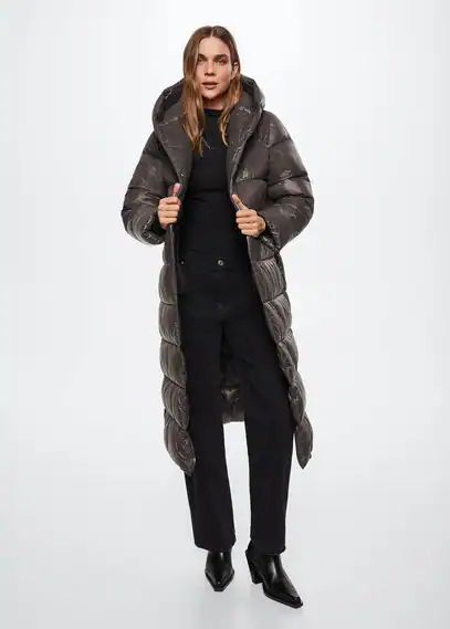 Quilted cross jacket medium brown - Woman - XS - MANGO