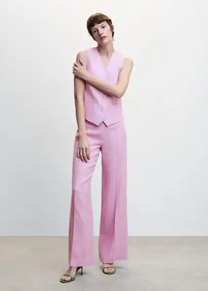 100% linen wideleg trousers light/pastel purple - Woman - XXS - MANGO