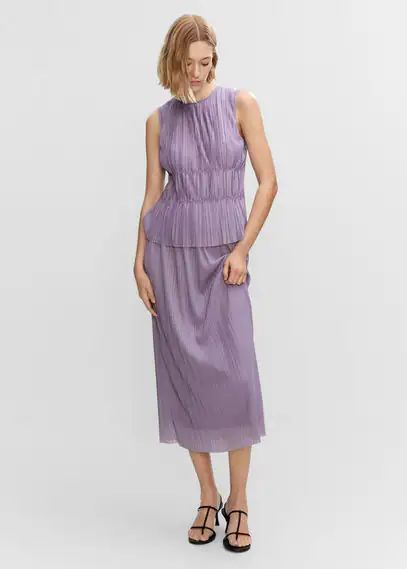 Pleated midi skirt light/pastel purple - Woman - XS - MANGO
