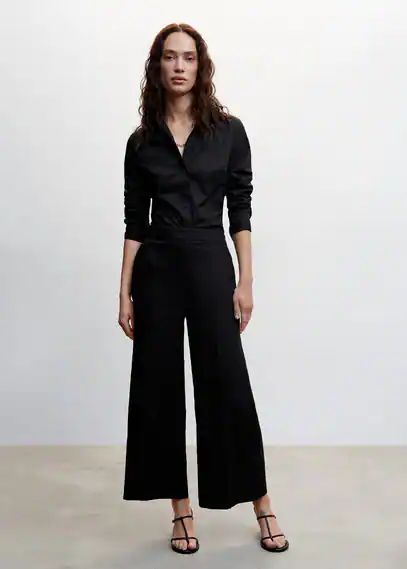 100% linen culotte pants black - Woman - XXS - MANGO