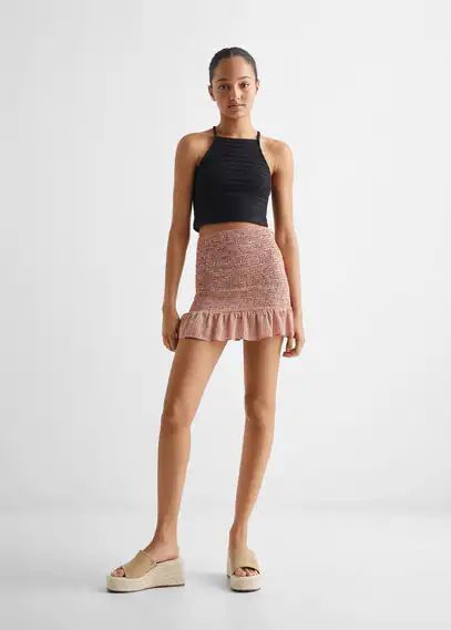 Ruffle printed skirt wine - Teenage girl - XS - MANGO TEEN