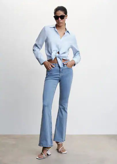 Medium-rise flared jeans medium blue - Woman - 12 - MANGO