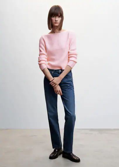Boat neck ribbed sweater pink - Woman - S - MANGO