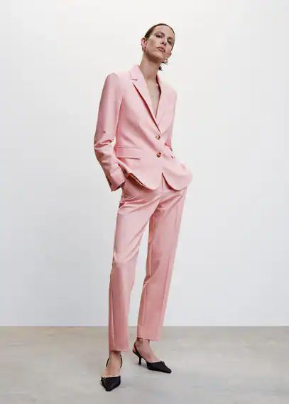 Peak lapel suit blazer pale pink - Woman - 8 - MANGO