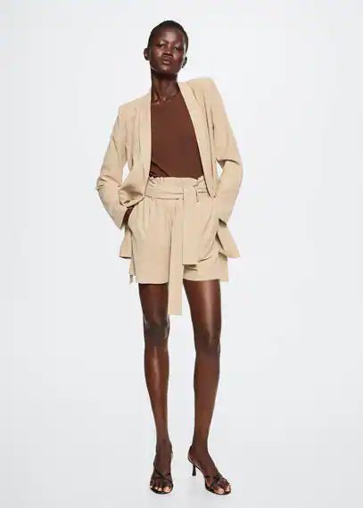Bow flowy shorts medium brown - Woman - S - MANGO
